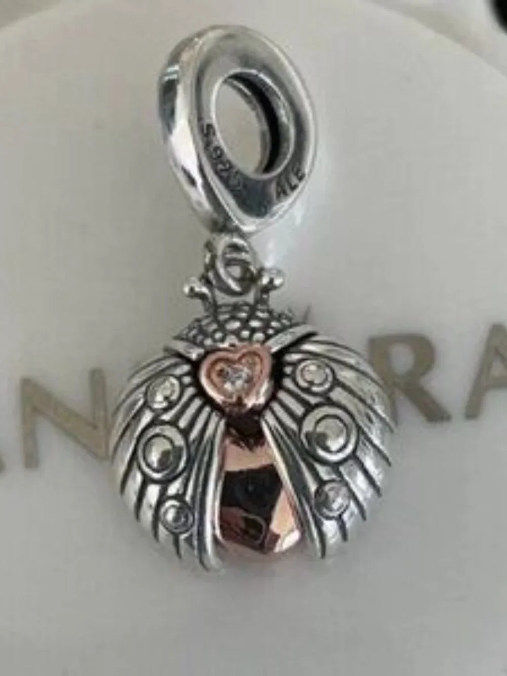 Pandora 2022 Club Charm Rose Ladybird & Heart Dangle Charm